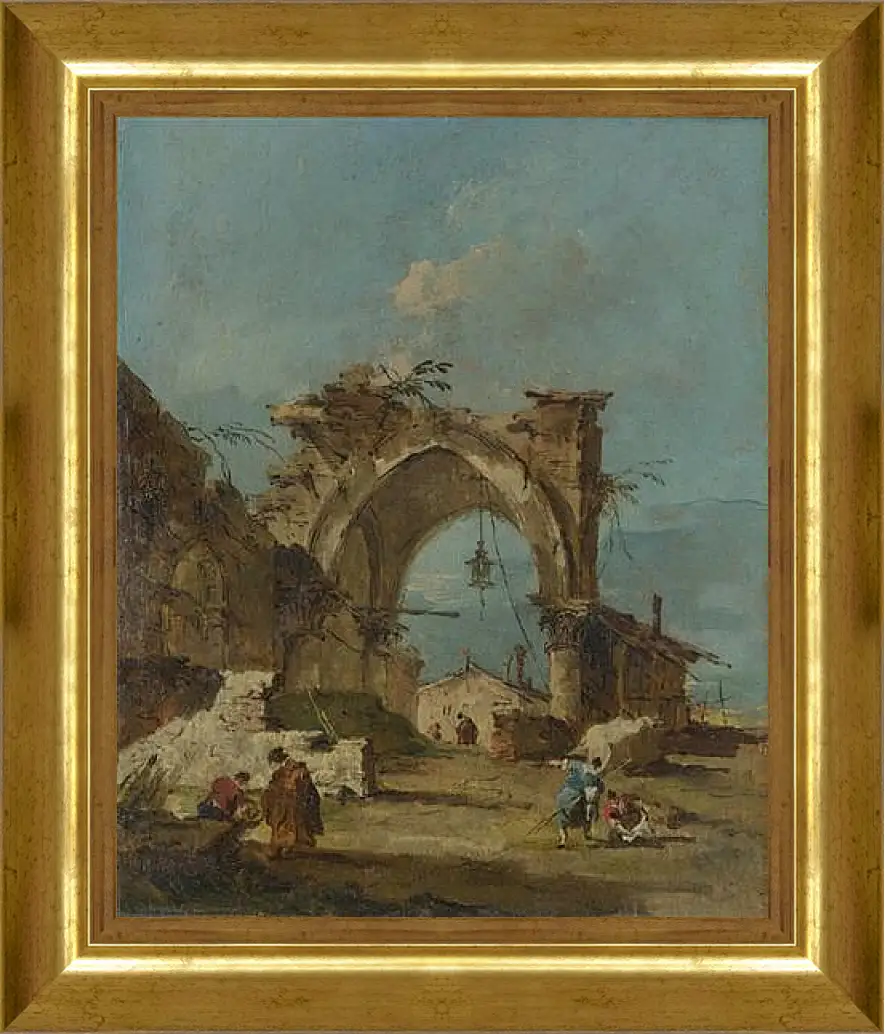 Картина в раме - A Caprice with a Ruined Arch. Франческо Гварди