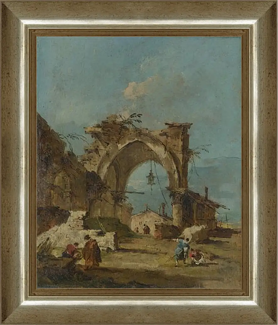 Картина в раме - A Caprice with a Ruined Arch. Франческо Гварди