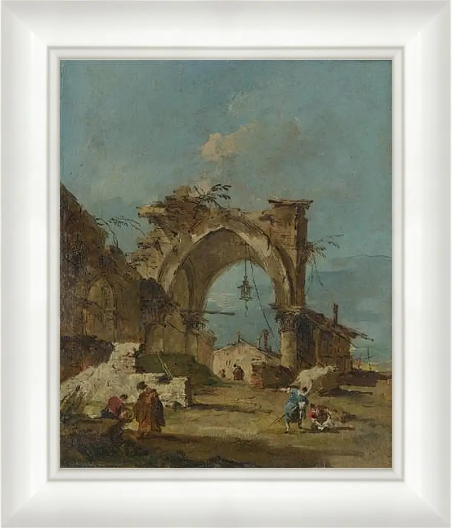 Картина в раме - A Caprice with a Ruined Arch. Франческо Гварди