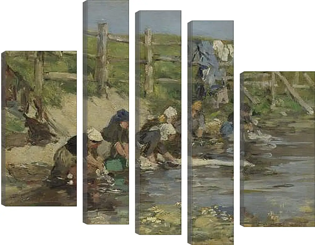 Модульная картина - Laundresses by a Stream. Эжен Буден