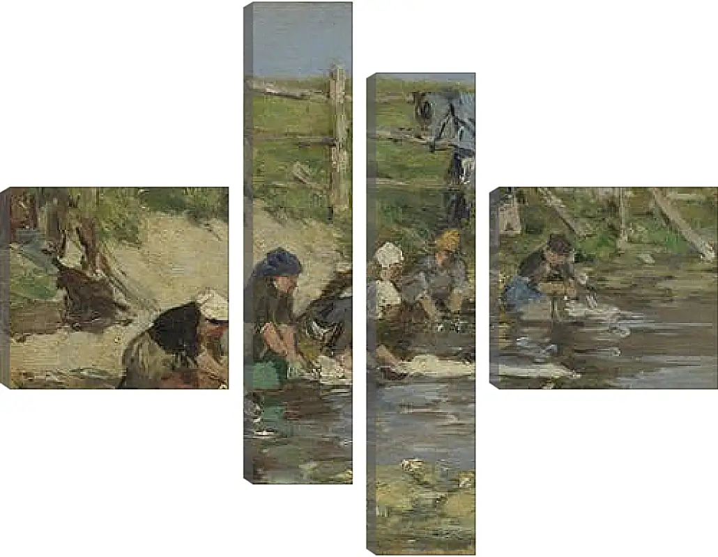 Модульная картина - Laundresses by a Stream. Эжен Буден