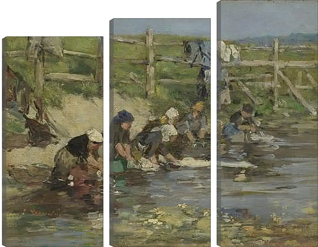 Модульная картина - Laundresses by a Stream. Эжен Буден