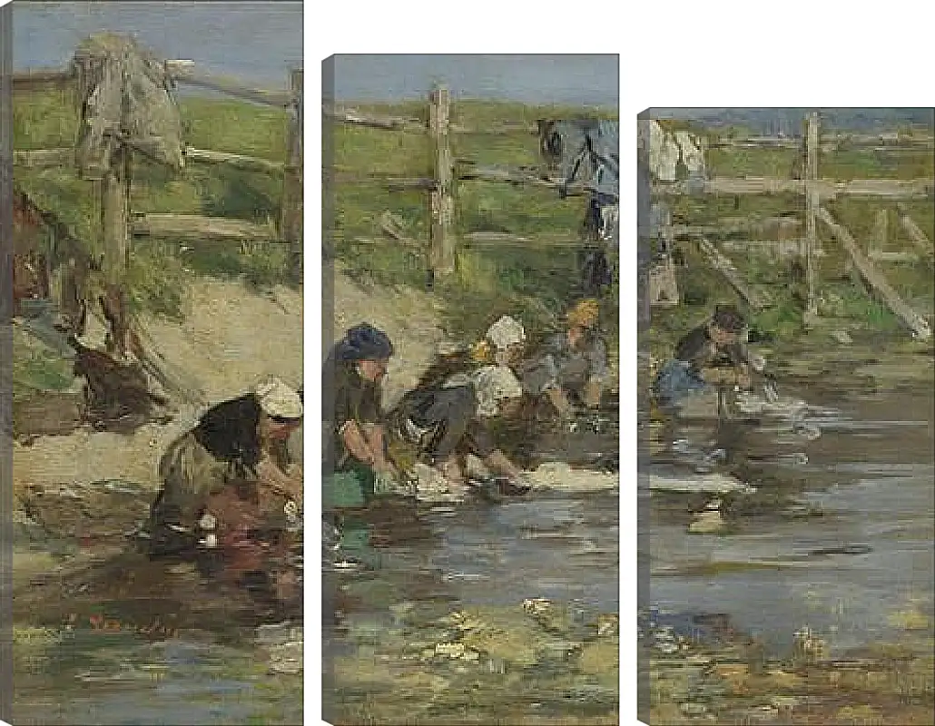 Модульная картина - Laundresses by a Stream. Эжен Буден