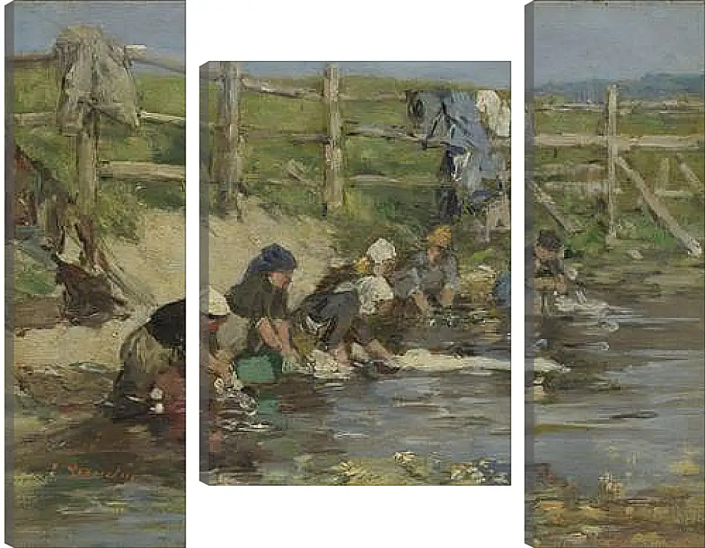 Модульная картина - Laundresses by a Stream. Эжен Буден