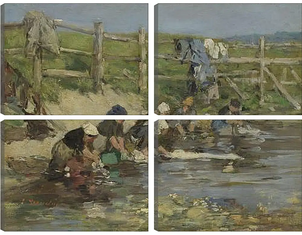 Модульная картина - Laundresses by a Stream. Эжен Буден