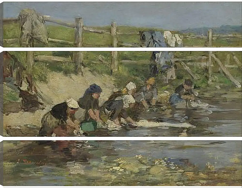 Модульная картина - Laundresses by a Stream. Эжен Буден