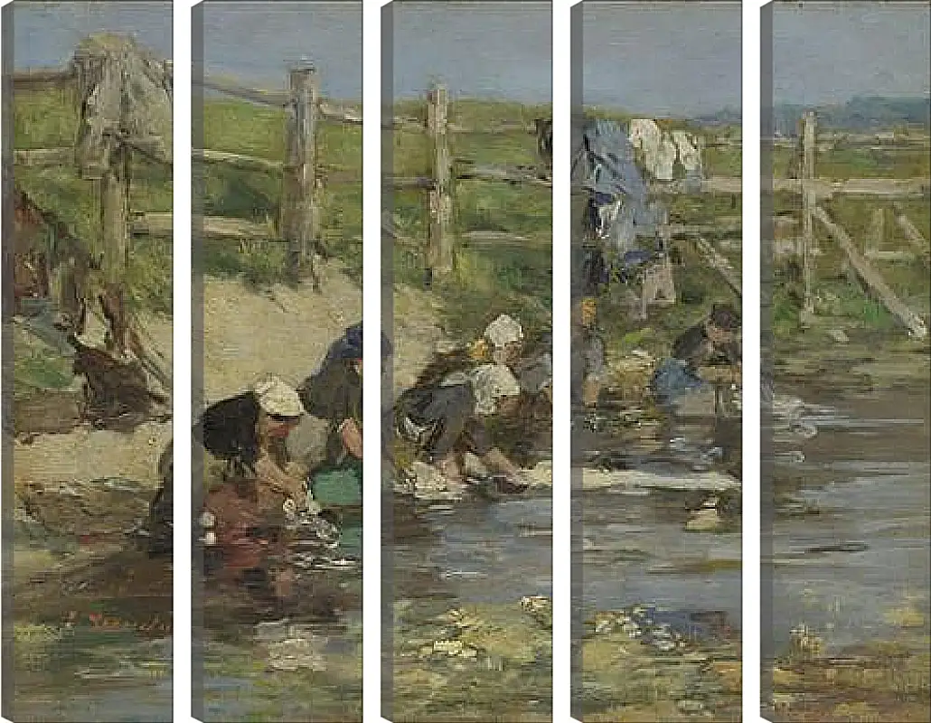 Модульная картина - Laundresses by a Stream. Эжен Буден