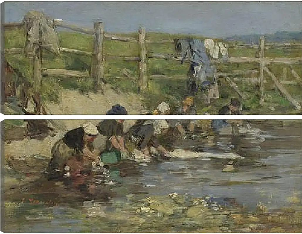 Модульная картина - Laundresses by a Stream. Эжен Буден