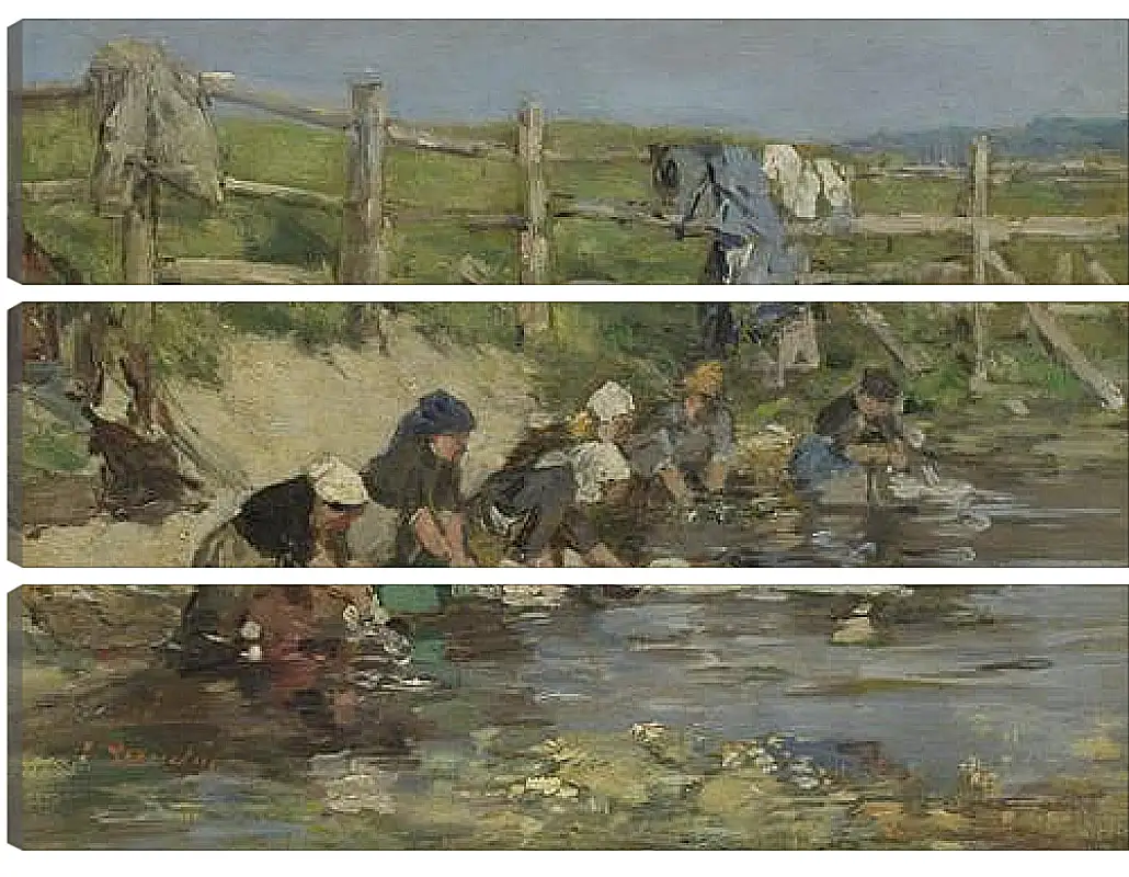 Модульная картина - Laundresses by a Stream. Эжен Буден