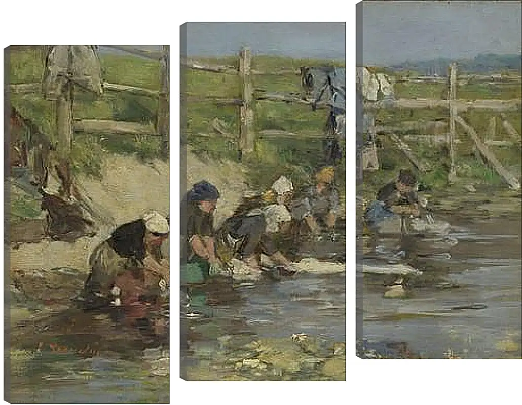 Модульная картина - Laundresses by a Stream. Эжен Буден