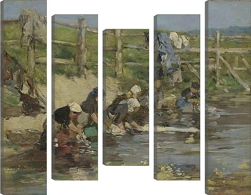 Модульная картина - Laundresses by a Stream. Эжен Буден