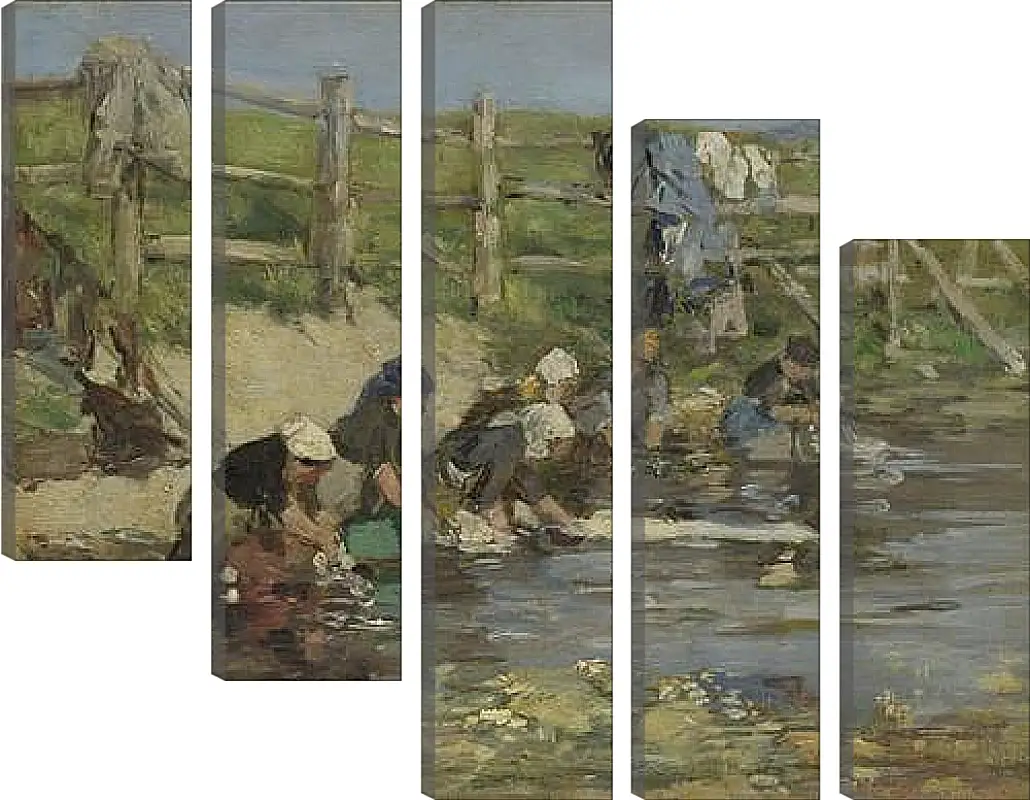 Модульная картина - Laundresses by a Stream. Эжен Буден