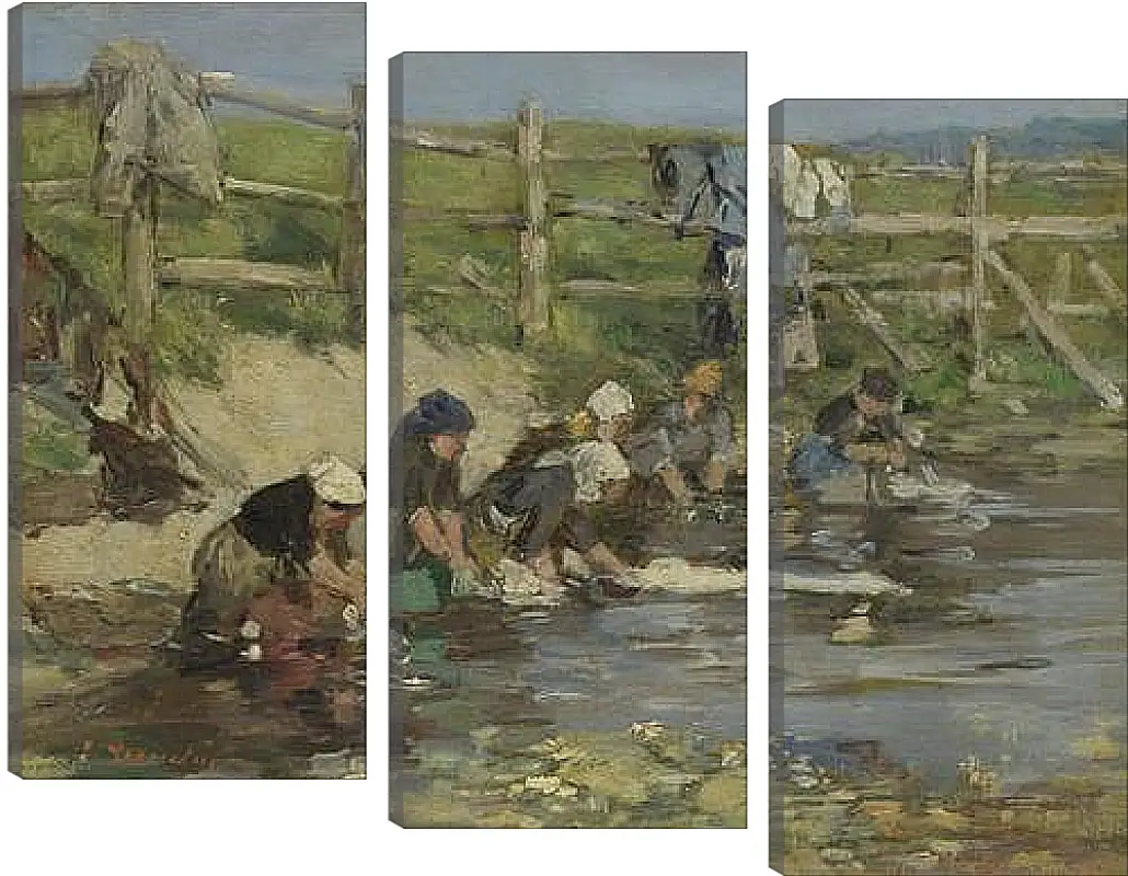 Модульная картина - Laundresses by a Stream. Эжен Буден