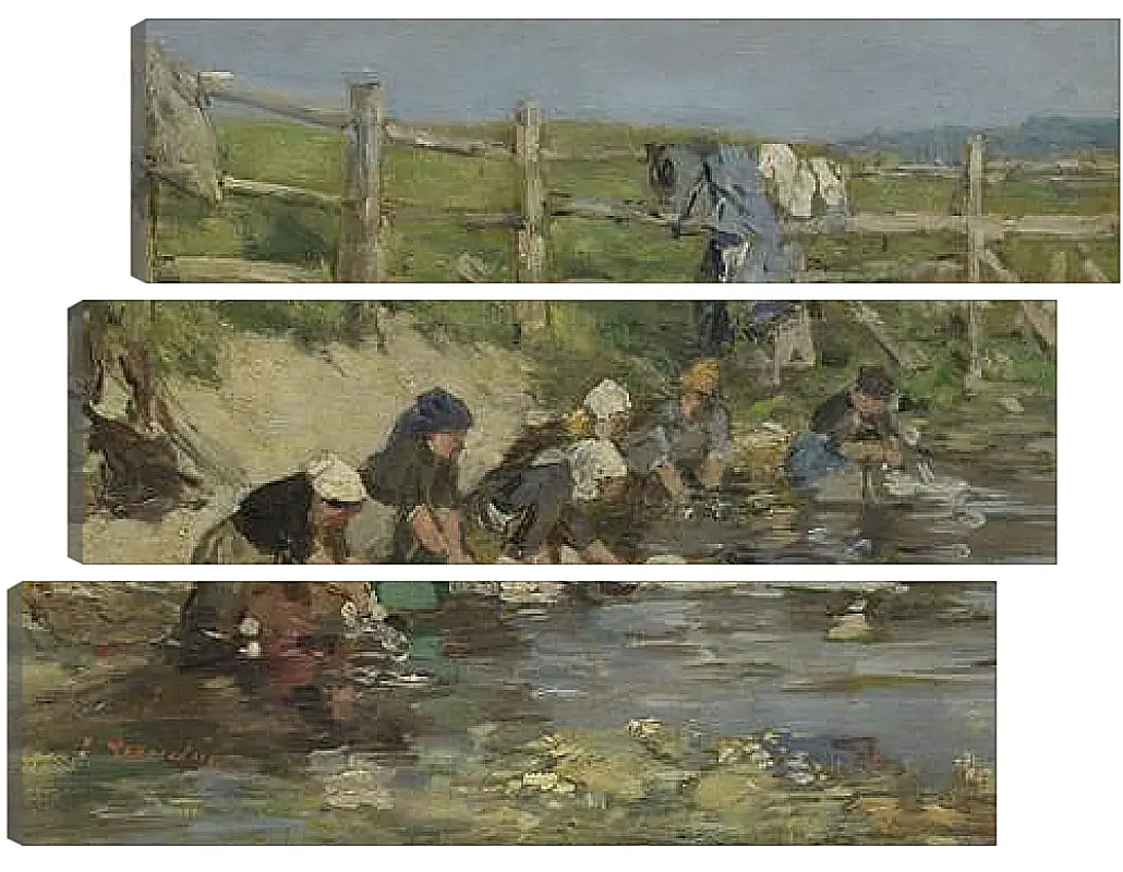 Модульная картина - Laundresses by a Stream. Эжен Буден