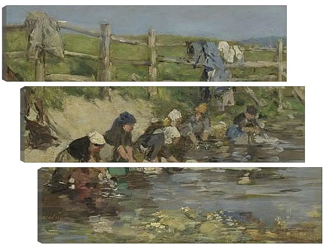 Модульная картина - Laundresses by a Stream. Эжен Буден