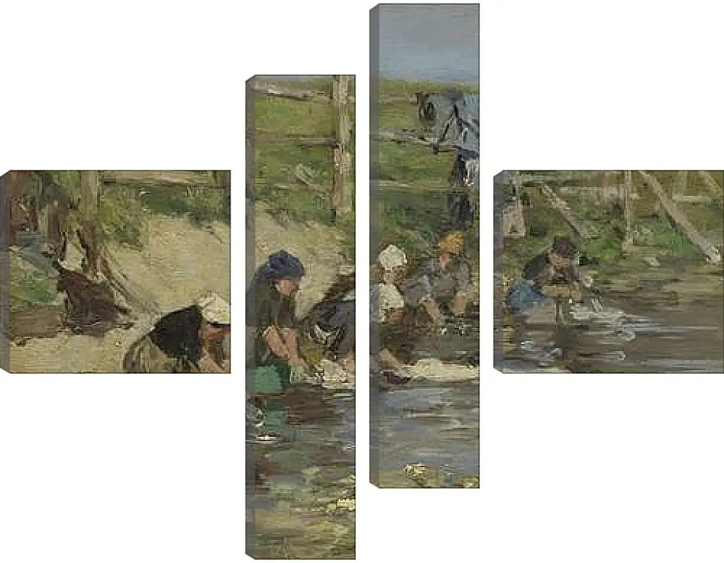 Модульная картина - Laundresses by a Stream. Эжен Буден