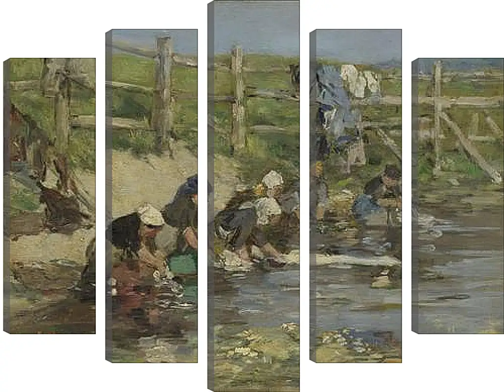 Модульная картина - Laundresses by a Stream. Эжен Буден