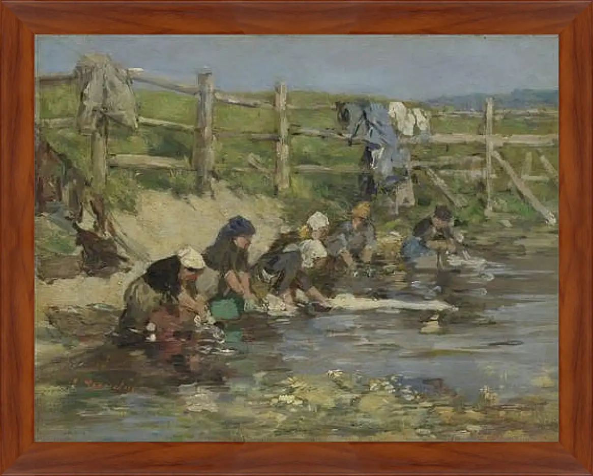 Картина в раме - Laundresses by a Stream. Эжен Буден