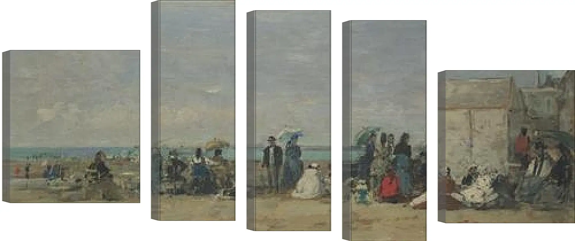 Модульная картина - Beach Scene, Trouville (1) Эжен Буден