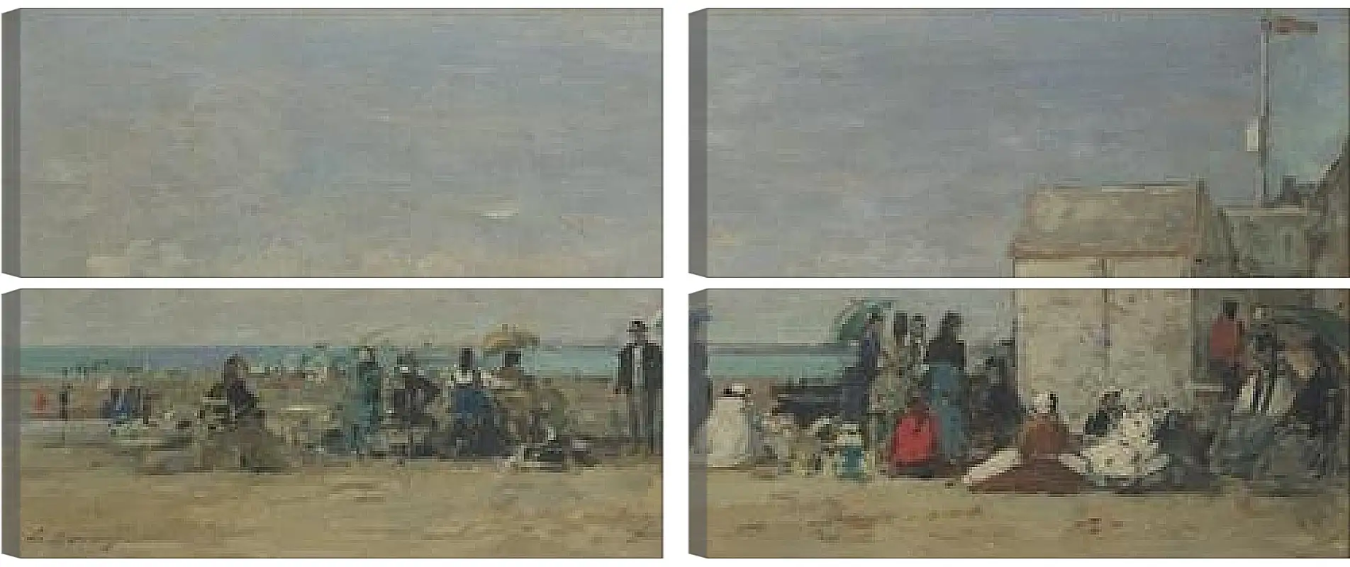 Модульная картина - Beach Scene, Trouville (1) Эжен Буден