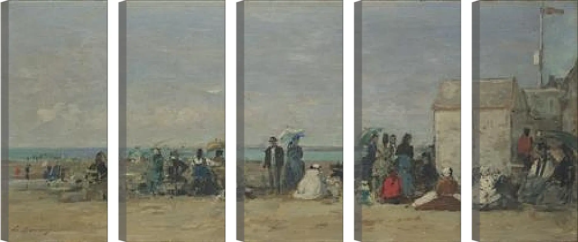 Модульная картина - Beach Scene, Trouville (1) Эжен Буден