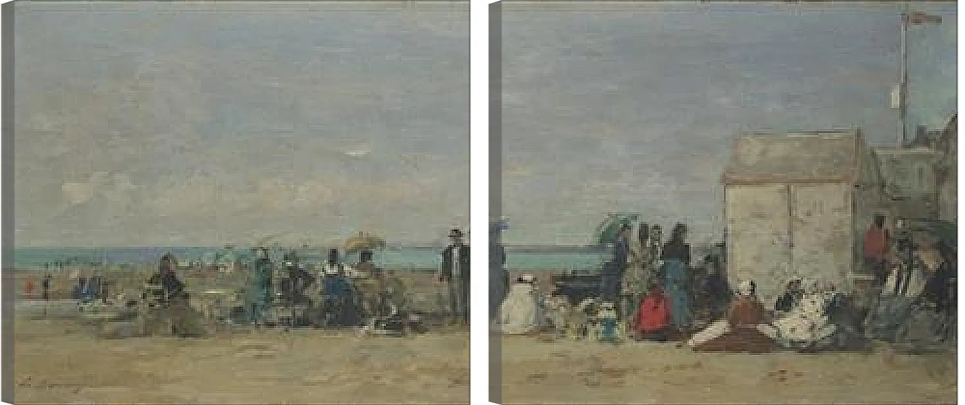 Модульная картина - Beach Scene, Trouville (1) Эжен Буден