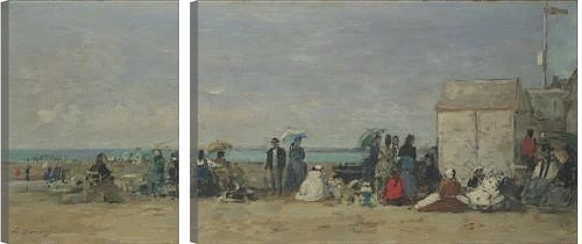 Модульная картина - Beach Scene, Trouville (1) Эжен Буден