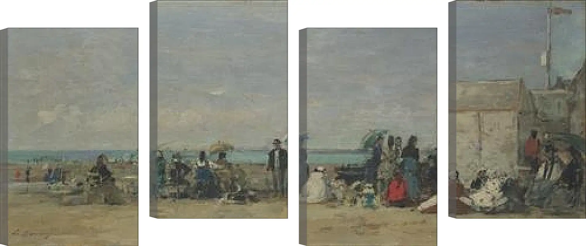 Модульная картина - Beach Scene, Trouville (1) Эжен Буден