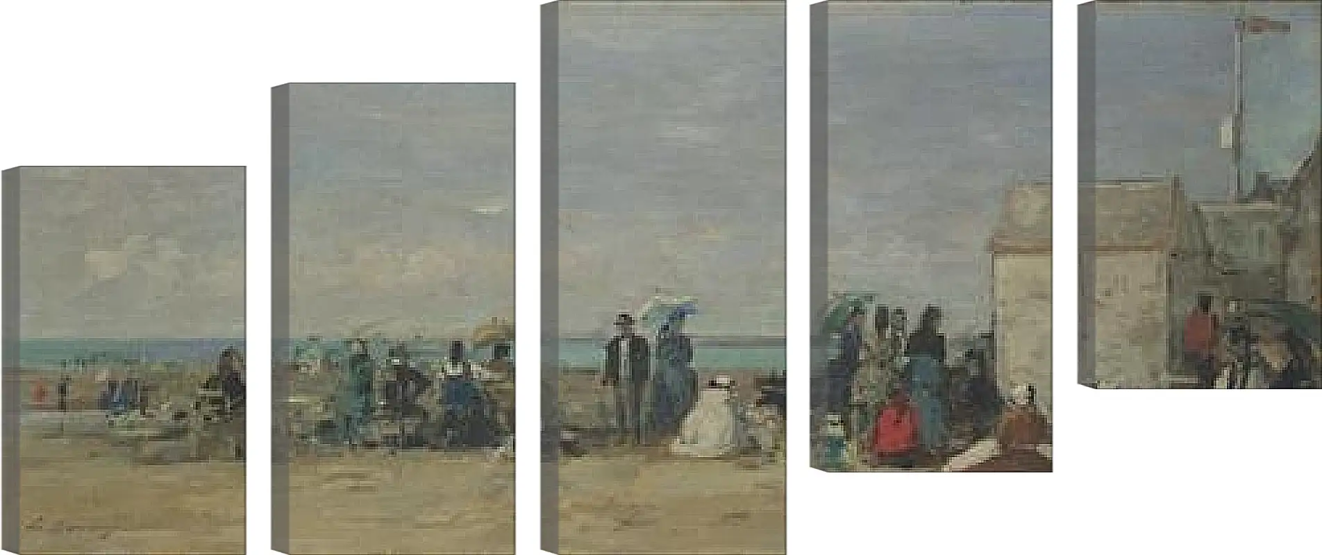 Модульная картина - Beach Scene, Trouville (1) Эжен Буден