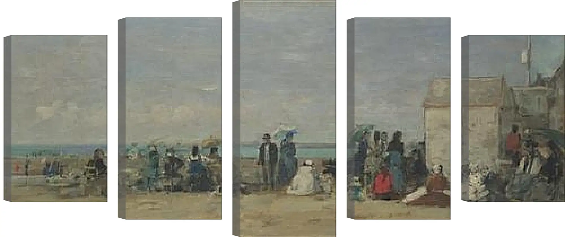 Модульная картина - Beach Scene, Trouville (1) Эжен Буден