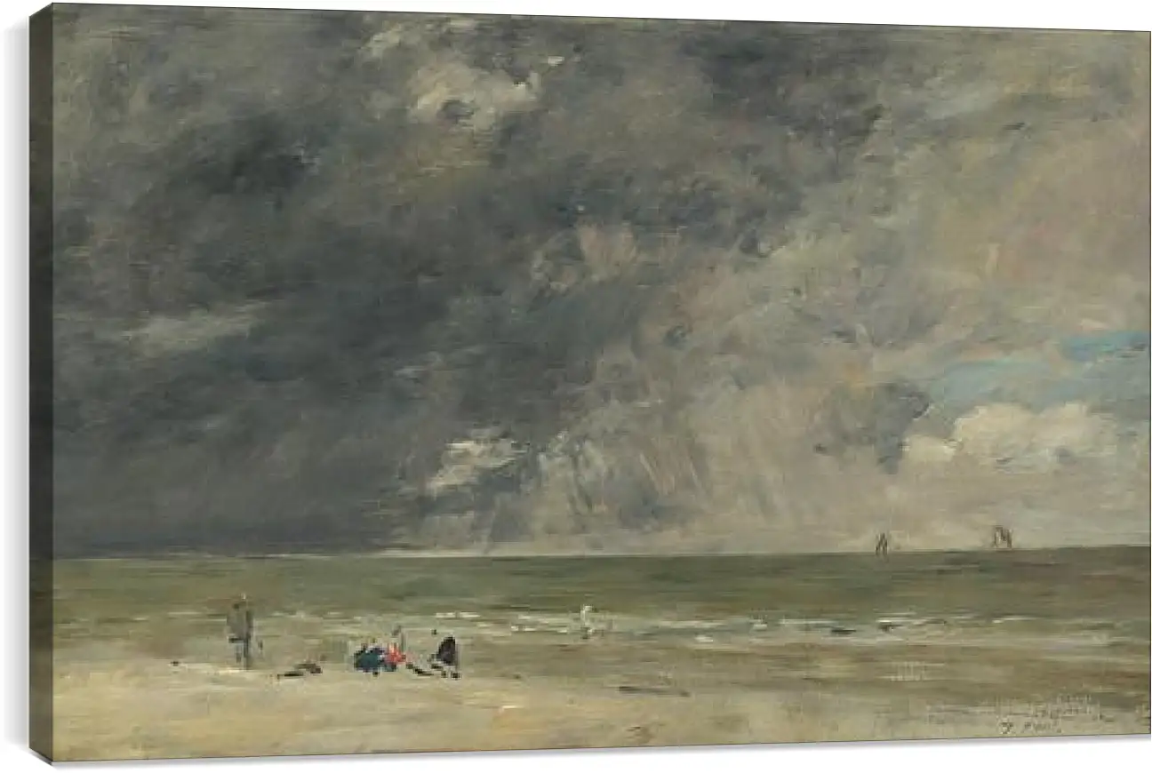 Постер и плакат - Beach Scene, Trouville. Эжен Буден