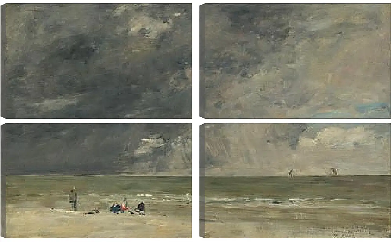 Модульная картина - Beach Scene, Trouville. Эжен Буден