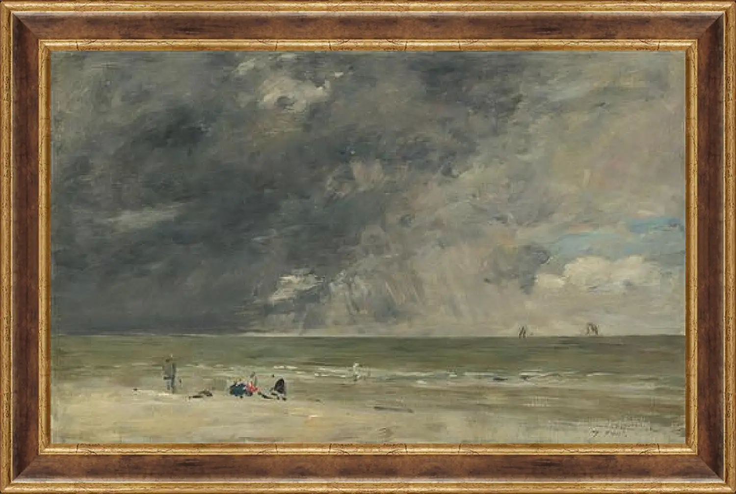 Картина в раме - Beach Scene, Trouville. Эжен Буден