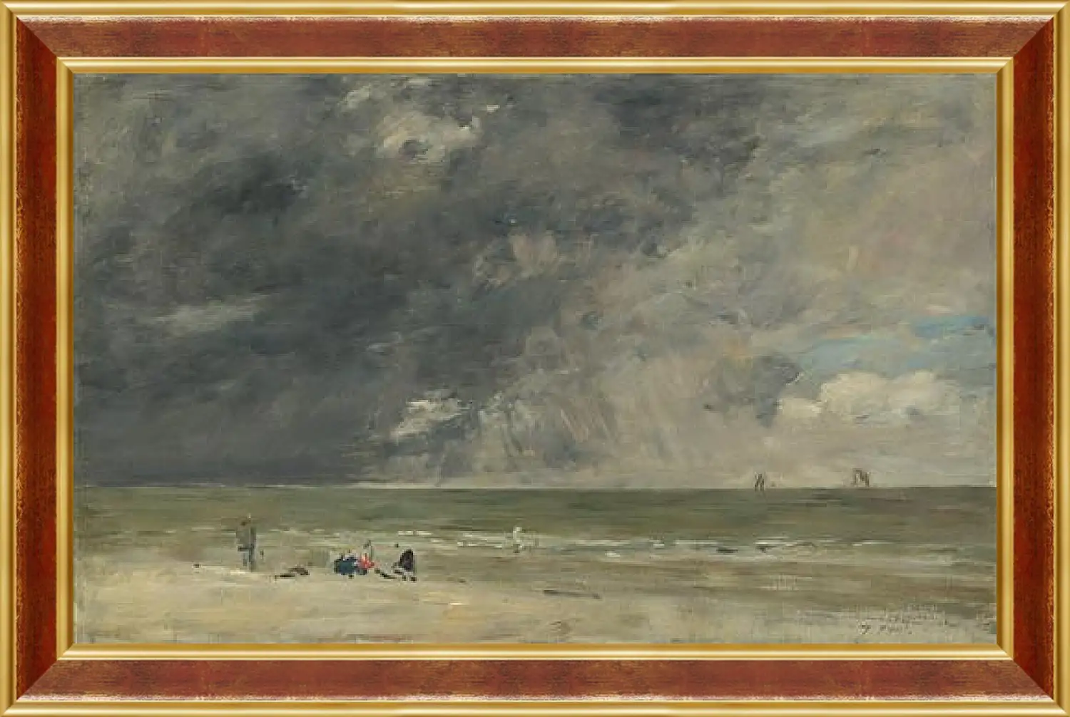 Картина в раме - Beach Scene, Trouville. Эжен Буден