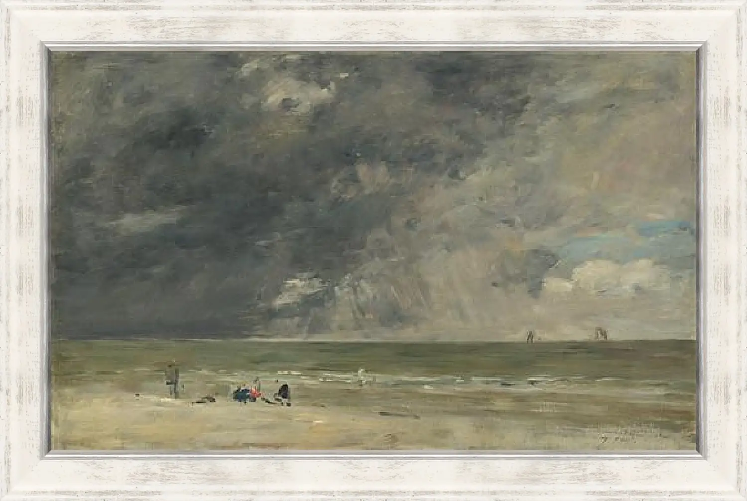 Картина в раме - Beach Scene, Trouville. Эжен Буден