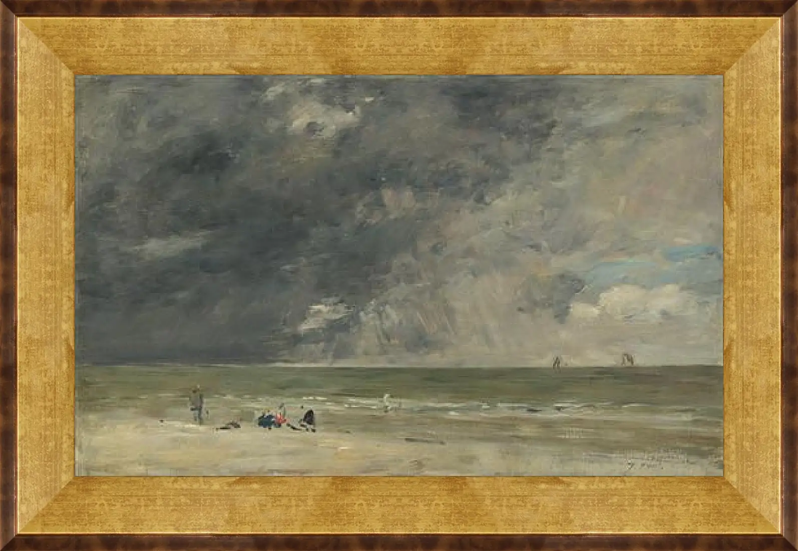 Картина в раме - Beach Scene, Trouville. Эжен Буден