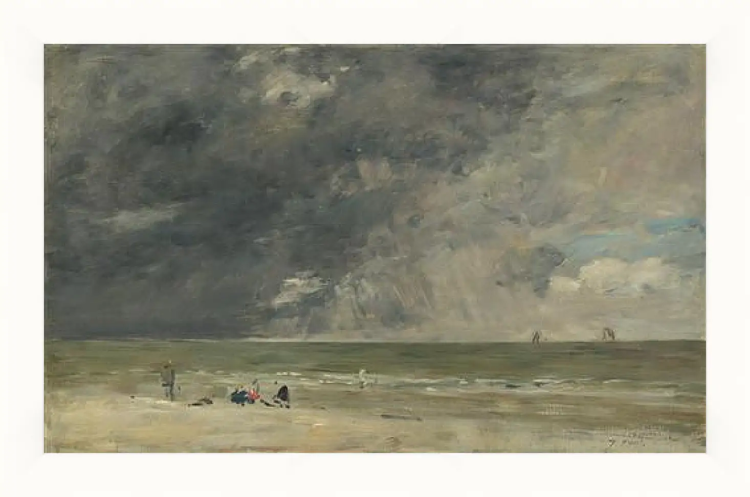 Картина в раме - Beach Scene, Trouville. Эжен Буден