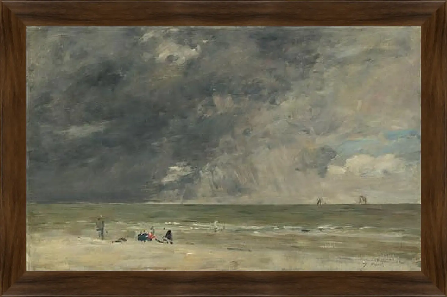 Картина в раме - Beach Scene, Trouville. Эжен Буден