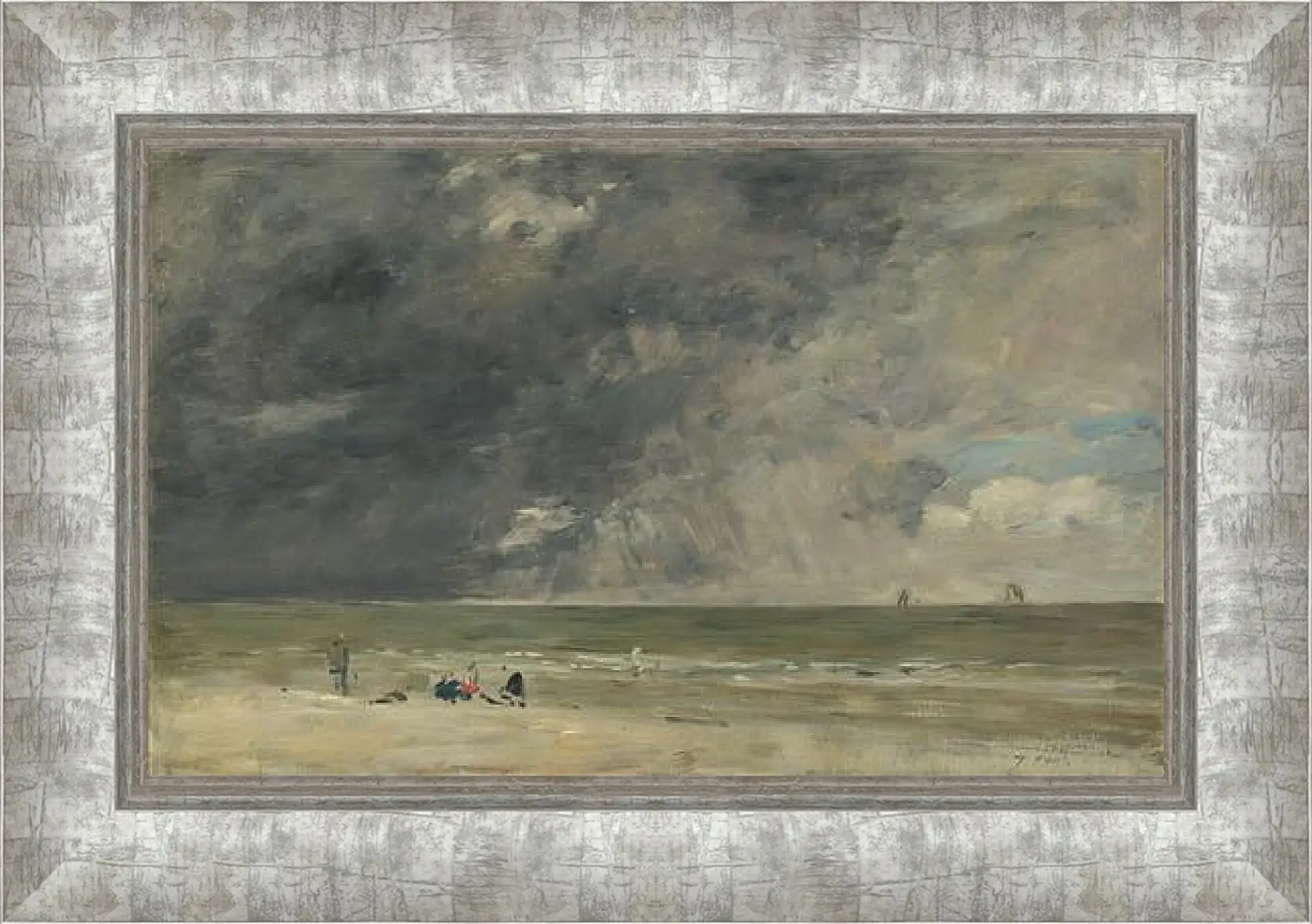 Картина в раме - Beach Scene, Trouville. Эжен Буден