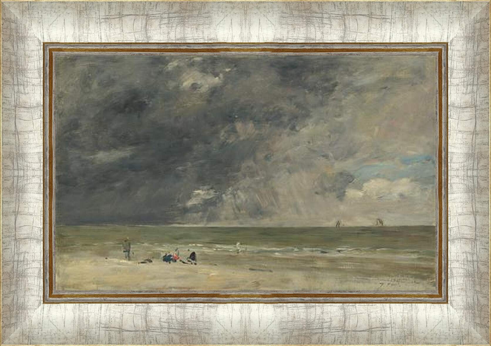 Картина в раме - Beach Scene, Trouville. Эжен Буден