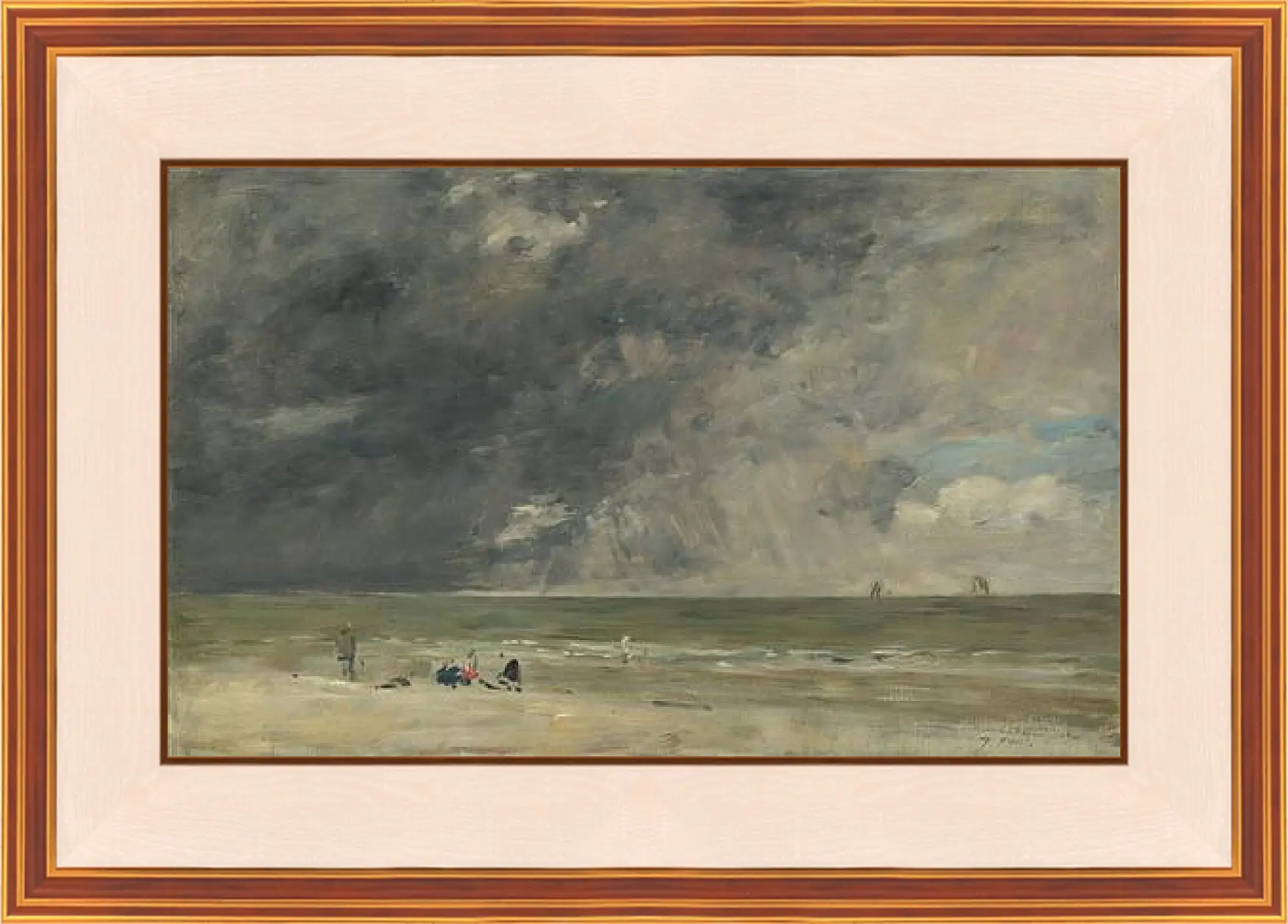Картина в раме - Beach Scene, Trouville. Эжен Буден