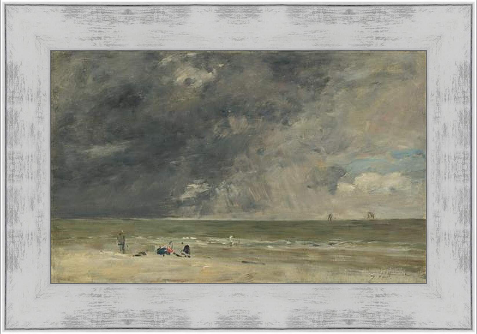 Картина в раме - Beach Scene, Trouville. Эжен Буден