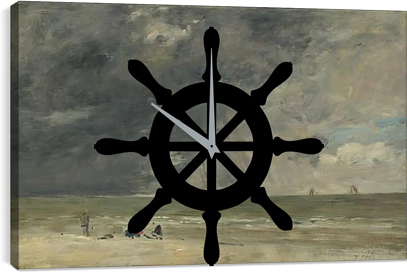 Часы картина - Beach Scene, Trouville. Эжен Буден