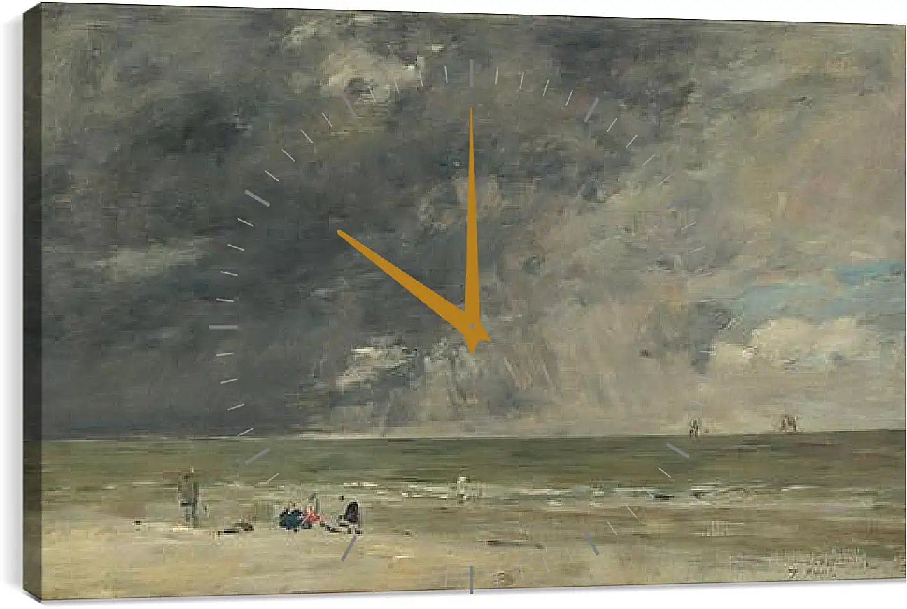 Часы картина - Beach Scene, Trouville. Эжен Буден