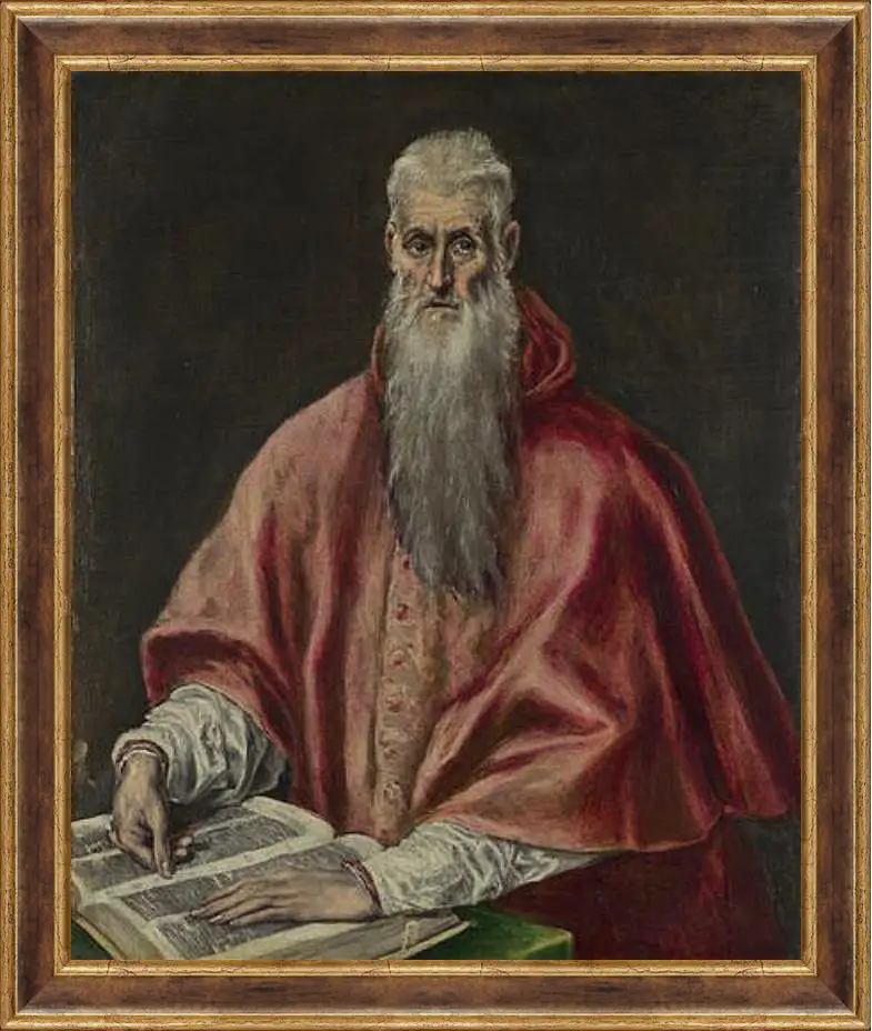 Картина в раме - Saint Jerome as Cardinal. Эль Греко