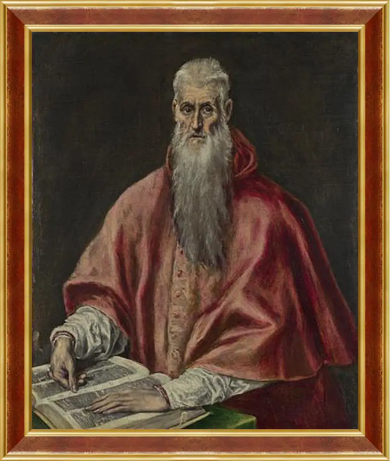 Картина в раме - Saint Jerome as Cardinal. Эль Греко