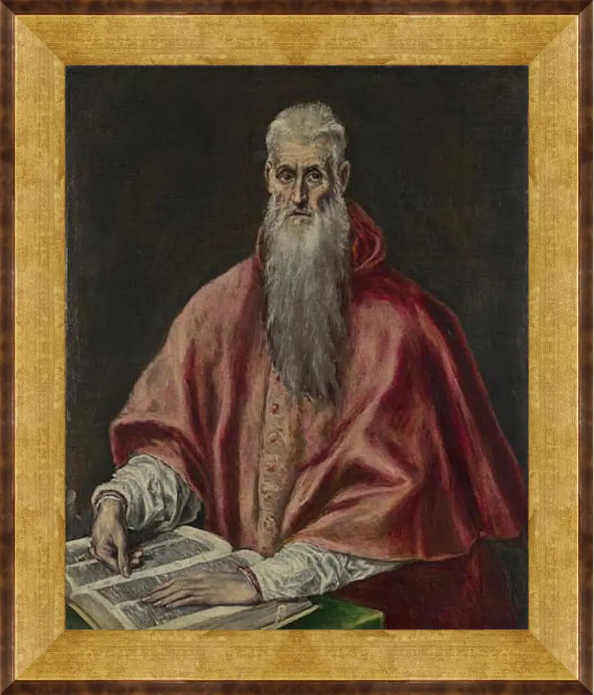 Картина в раме - Saint Jerome as Cardinal. Эль Греко