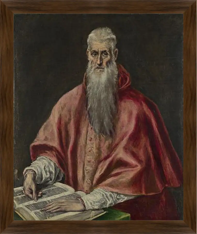 Картина в раме - Saint Jerome as Cardinal. Эль Греко