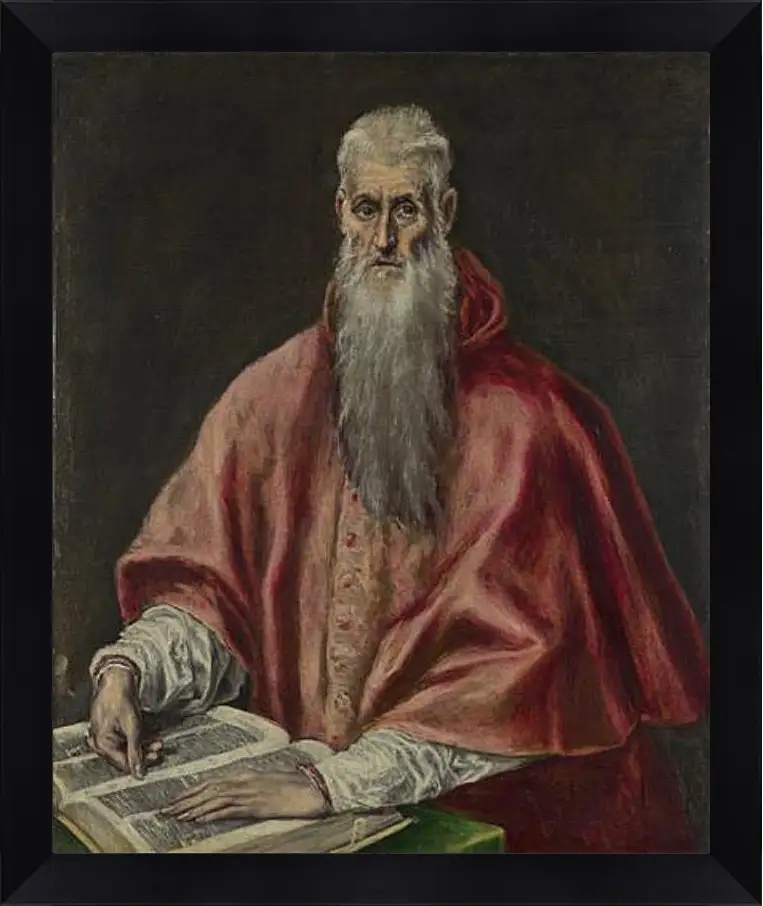 Картина в раме - Saint Jerome as Cardinal. Эль Греко