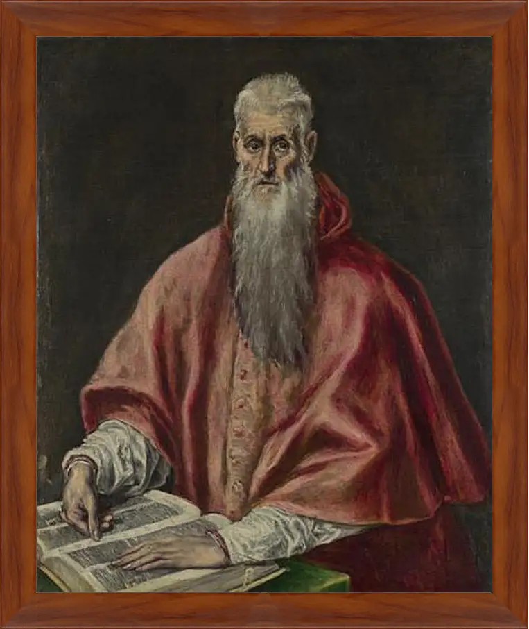 Картина в раме - Saint Jerome as Cardinal. Эль Греко